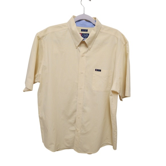 Chaps Other - Chaps Mens XL Yellow Gingham Short Sleeve Button Down Shirt Easy Care
